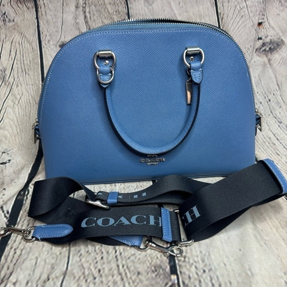 Coach Handbags - Coach Katy Satchel Blue Leather Bag with Crossbody Strap EUC